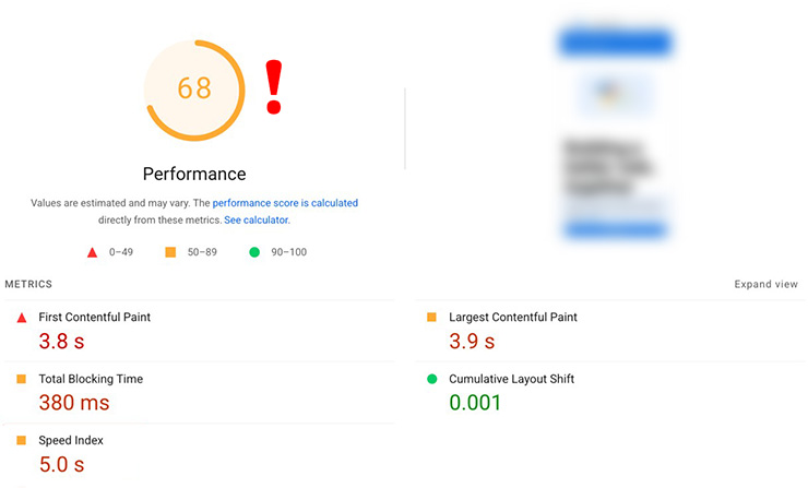 Lighthouse low performance report mobile