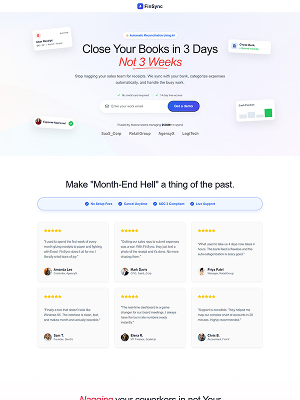 Financial SAAS Landing Page
